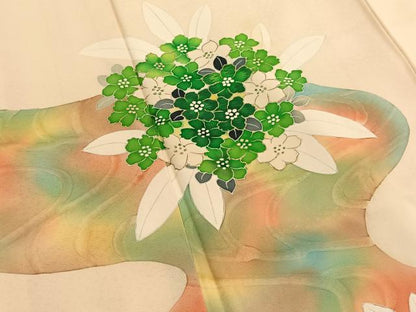 平和屋着物■訪問着　刺繍　流水花文　暈し染め　金彩　正絹　逸品　BAAX2342hv
