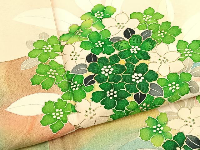 平和屋着物■訪問着　刺繍　流水花文　暈し染め　金彩　正絹　逸品　BAAX2342hv