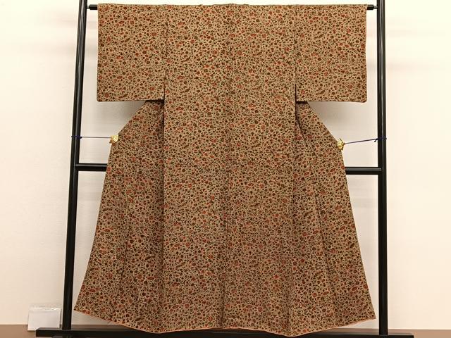 平和屋着物■上質な小紋　花唐草文　正絹　逸品　BAAX2348hv