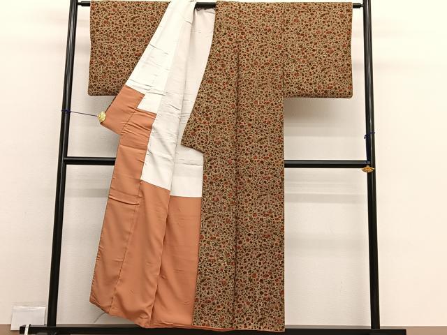平和屋着物■上質な小紋　花唐草文　正絹　逸品　BAAX2348hv