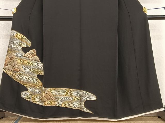 平和屋着物■豪華黒留袖　総刺繍　流水文　金銀糸　正絹　逸品　BAAX2350hv