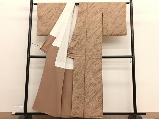 平和屋着物■上質なお召　流線文　正絹　逸品　BAAX2353hv