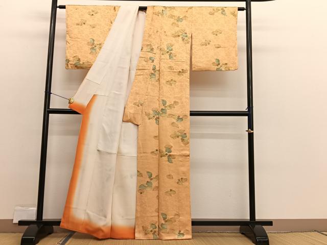 平和屋着物■上質な小紋　草花文　金彩　正絹　逸品　BAAX2354hv