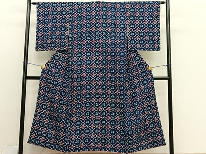 平和屋着物■上質な小紋　花菱文　一珍染　正絹　逸品　BAAX2357hv