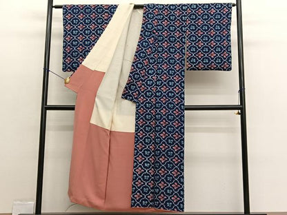平和屋着物■上質な小紋　花菱文　一珍染　正絹　逸品　BAAX2357hv