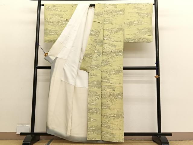 平和屋着物■上質な小紋　手描き　風景文　暈し染め　正絹　逸品　BAAX2362hv