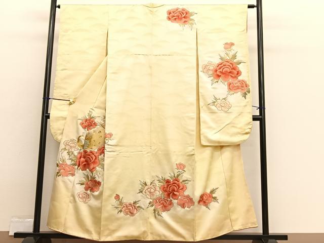 平和屋着物■豪華振袖　総刺繍　駒刺繍　孔雀牡丹花文　暈し染め　金銀糸　正絹　逸品　BAAX2365hv