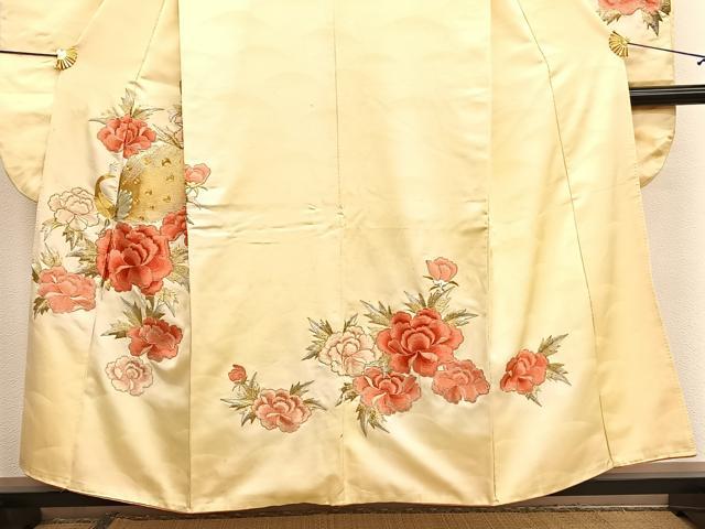 平和屋着物■豪華振袖　総刺繍　駒刺繍　孔雀牡丹花文　暈し染め　金銀糸　正絹　逸品　BAAX2365hv