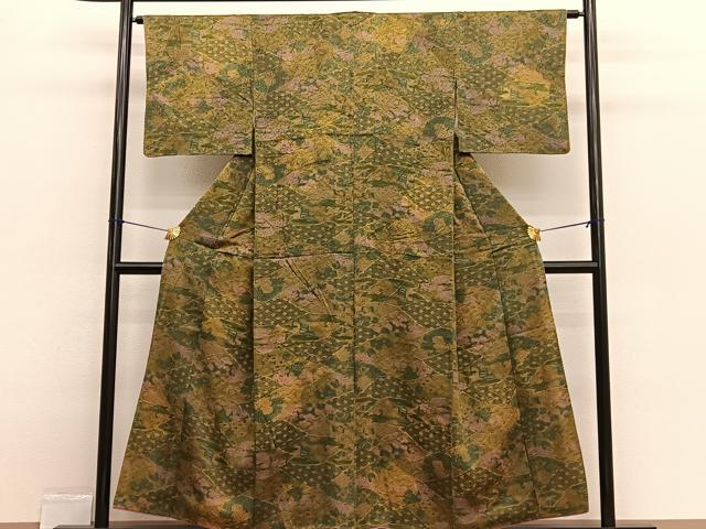平和屋着物■上質な小紋　手描き　重山有職花文　正絹　逸品　BAAX2367hv
