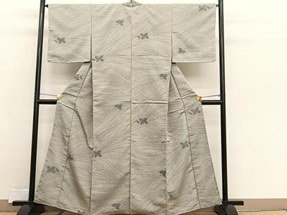 平和屋着物■上質お召　枝花文　正絹　逸品　BAAX2370hv