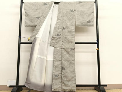 平和屋着物■上質お召　枝花文　正絹　逸品　BAAX2370hv