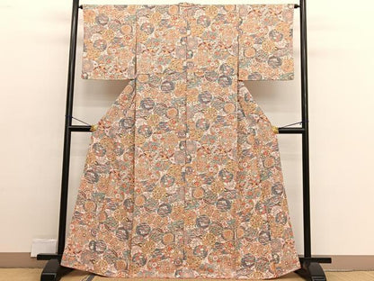 平和屋着物■上質な小紋 重ね絵皿文 正絹 逸品 BAAX2371hv