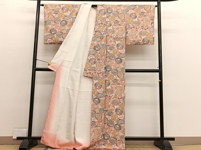 平和屋着物■上質な小紋 重ね絵皿文 正絹 逸品 BAAX2371hv