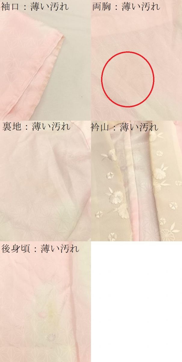 平和屋着物■長襦袢　無双仕立て　草花文　半衿刺繍　洗える着物　BAAX2376hv