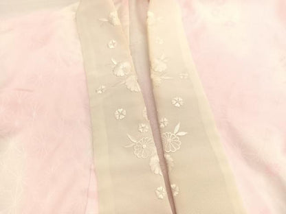 平和屋着物■長襦袢　無双仕立て　草花文　半衿刺繍　洗える着物　BAAX2376hv