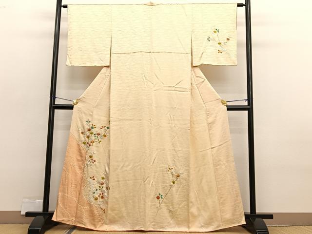 平和屋着物■訪問着　絞り　枝花文　金彩　正絹　逸品　BAAX2383hv