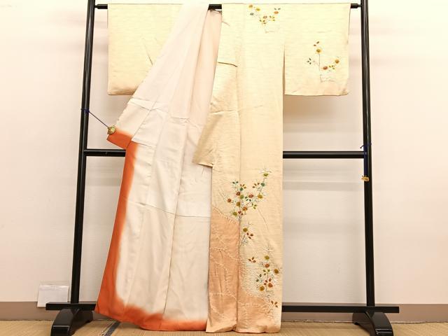 平和屋着物■訪問着　絞り　枝花文　金彩　正絹　逸品　BAAX2383hv
