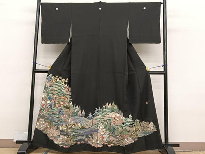 平和屋着物■豪華黒留袖　友禅　作家物　御所解松竹梅　正絹　逸品　BAAX2387hv
