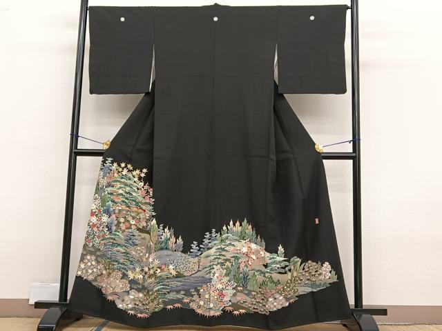 平和屋着物■豪華黒留袖　友禅　作家物　御所解松竹梅　正絹　逸品　BAAX2387hv