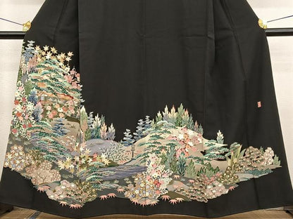 平和屋着物■豪華黒留袖　友禅　作家物　御所解松竹梅　正絹　逸品　BAAX2387hv