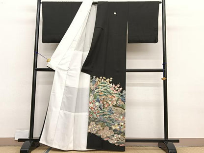 平和屋着物■豪華黒留袖　友禅　作家物　御所解松竹梅　正絹　逸品　BAAX2387hv