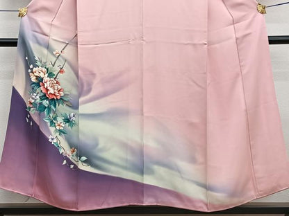 平和屋着物■訪問着　牡丹　暈し染め　正絹　逸品　BAAX2391hv