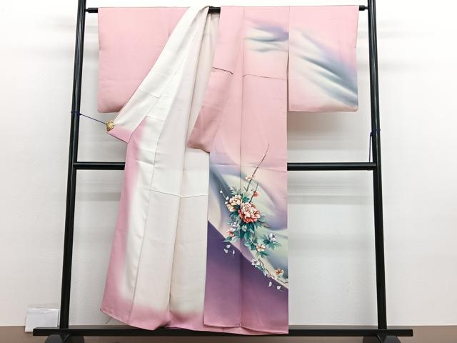 平和屋着物■訪問着　牡丹　暈し染め　正絹　逸品　BAAX2391hv