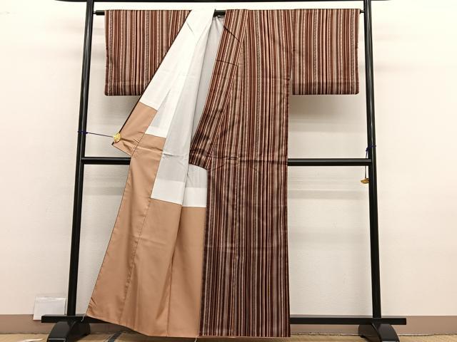 平和屋着物■上質な小紋　縞　正絹　逸品　BAAX2392hv
