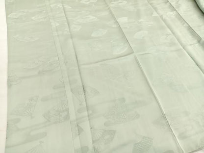 平和屋着物■上質な色無地　エ霞扇面地紋　柳鼠色　正絹　逸品　BAAX2395hv