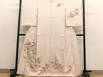 平和屋着物■訪問着　駒刺繍　笹梅文　金彩　正絹　逸品　BAAX2399hv
