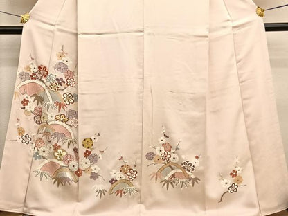 平和屋着物■訪問着　駒刺繍　笹梅文　金彩　正絹　逸品　BAAX2399hv