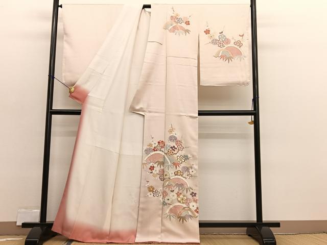平和屋着物■訪問着　駒刺繍　笹梅文　金彩　正絹　逸品　BAAX2399hv