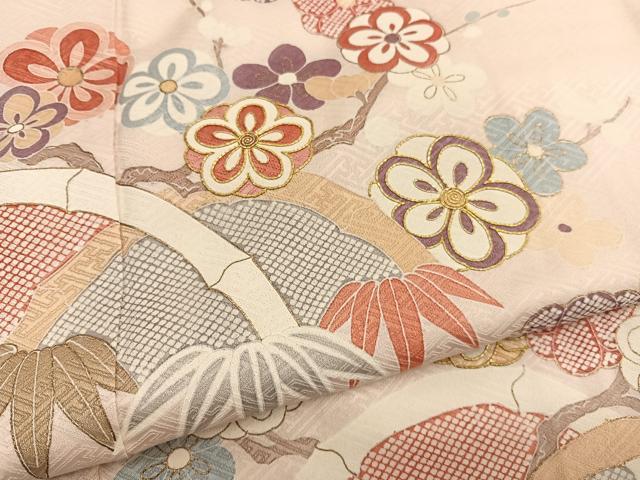 平和屋着物■訪問着　駒刺繍　笹梅文　金彩　正絹　逸品　BAAX2399hv