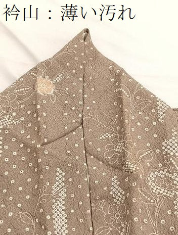 平和屋着物■上質な小紋　ふくれ織　枝花文　正絹　逸品　BAAX2400hv