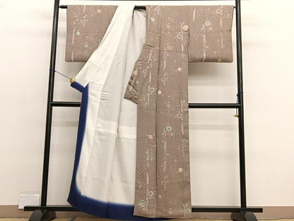 平和屋着物■上質な小紋　ふくれ織　枝花文　正絹　逸品　BAAX2400hv