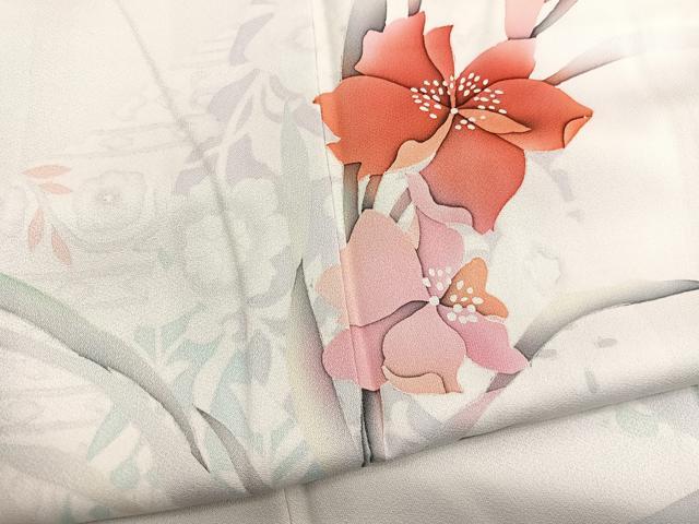 平和屋着物■訪問着　枝花文　正絹　逸品　BAAX2401hv