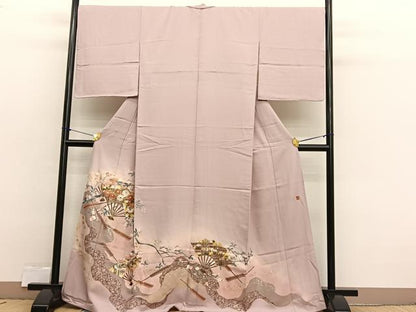 平和屋着物■豪華色留袖　作家物　扇面花文　暈し染め　金銀彩　正絹　逸品　BAAX2409hv