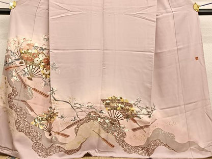 平和屋着物■豪華色留袖　作家物　扇面花文　暈し染め　金銀彩　正絹　逸品　BAAX2409hv