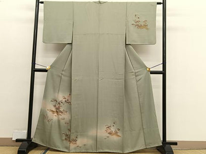 平和屋着物■訪問着　鴛鴦花文　暈し染め　金彩　正絹　逸品　BAAX2415hv