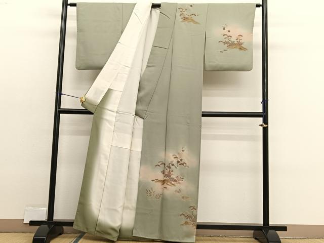 平和屋着物■訪問着　鴛鴦花文　暈し染め　金彩　正絹　逸品　BAAX2415hv
