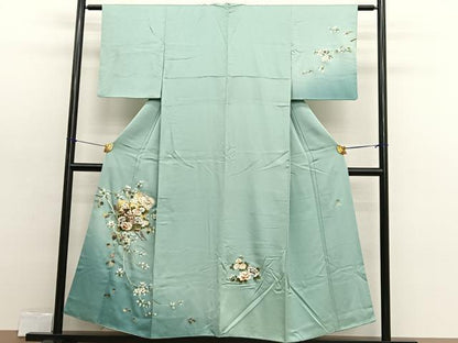 平和屋着物■金彩友禅作家　木村桂友　訪問着　御所車花文　金銀彩　正絹　逸品　BAAX2416hv