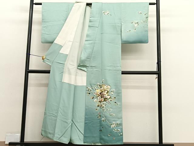 平和屋着物■金彩友禅作家　木村桂友　訪問着　御所車花文　金銀彩　正絹　逸品　BAAX2416hv