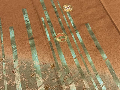 平和屋着物■訪問着　駒刺繍　木賊花唐草文　暈し染め　金彩　正絹　逸品　BAAX2418hv