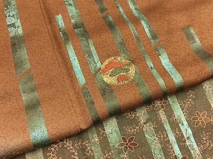 平和屋着物■訪問着　駒刺繍　木賊花唐草文　暈し染め　金彩　正絹　逸品　BAAX2418hv