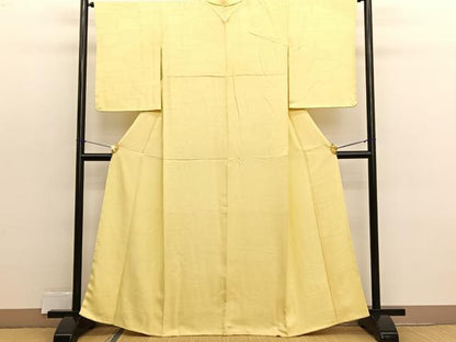 平和屋着物■上質な色無地 椿地紋 花葉色 正絹 逸品 未使用 BAAX2430hv