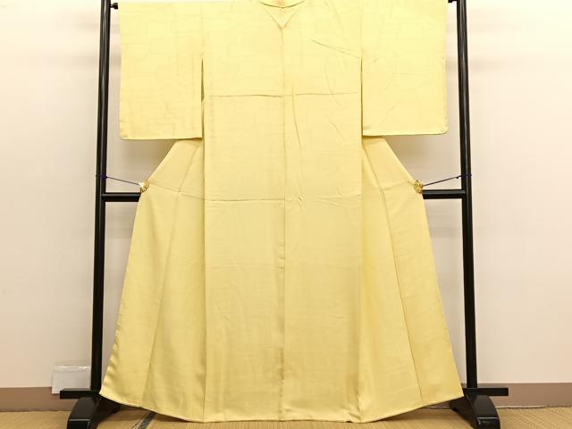 平和屋着物■上質な色無地 椿地紋 花葉色 正絹 逸品 未使用 BAAX2430hv