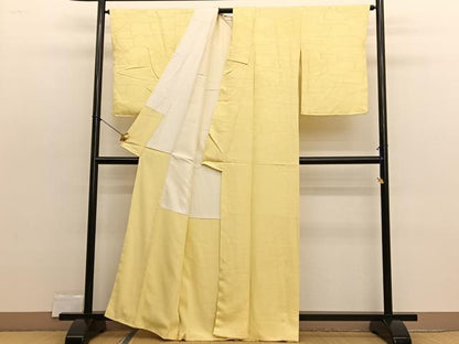 平和屋着物■上質な色無地 椿地紋 花葉色 正絹 逸品 未使用 BAAX2430hv