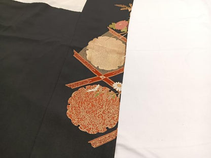 平和屋着物■豪華黒留袖　花籠文　金彩　正絹　逸品　BAAX2431hv