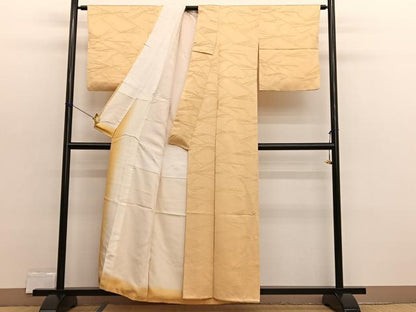 平和屋着物■上質な色無地　若松葉地紋　飴色　正絹　逸品　BAAX2434hv