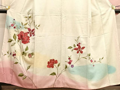 平和屋着物■豪華振袖　総刺繍　枝花文　暈し染め　金銀糸　正絹　逸品　BAAX2441hv